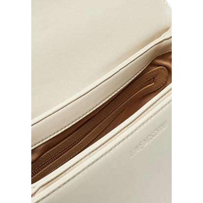 Bolso de mano de polietileno beige Love Moschino