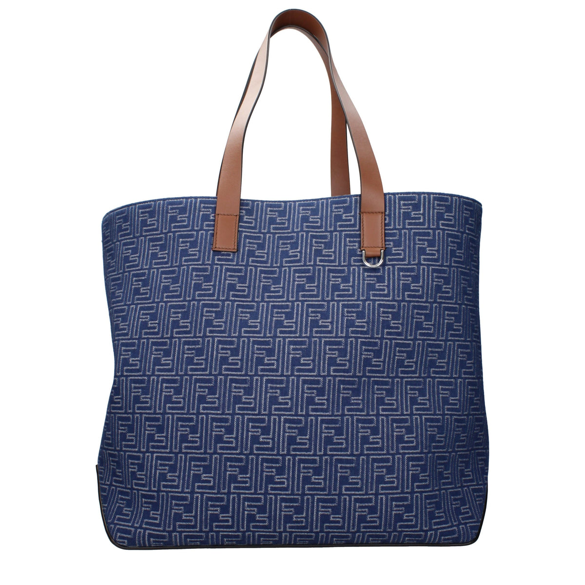 Fendi Bolso De Hombro De Tela Azul Con Logotipo Destacado