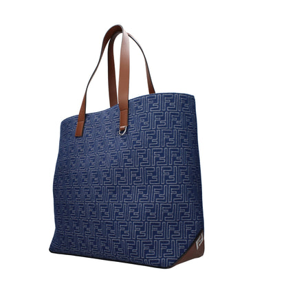 Fendi Bolso De Hombro De Tela Azul Con Logotipo Destacado