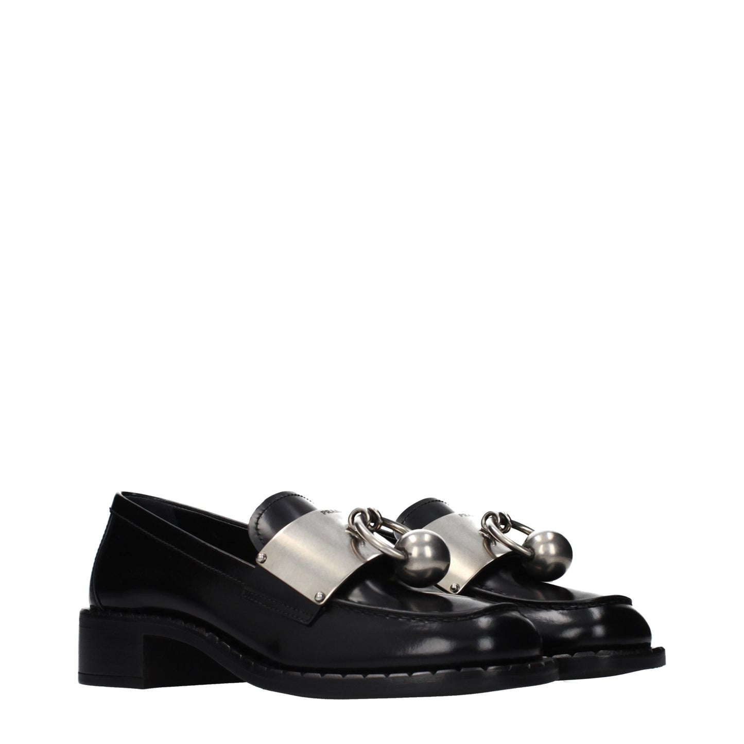 Mocasines sin cordones de cuero negro Prada