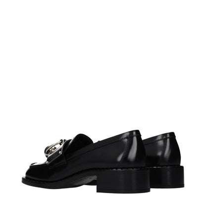 Mocasines sin cordones de cuero negro Prada