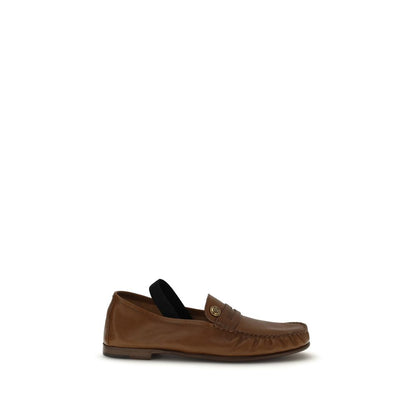 Versace Ovis Aries Lambskin Slip-on Loafers Brown