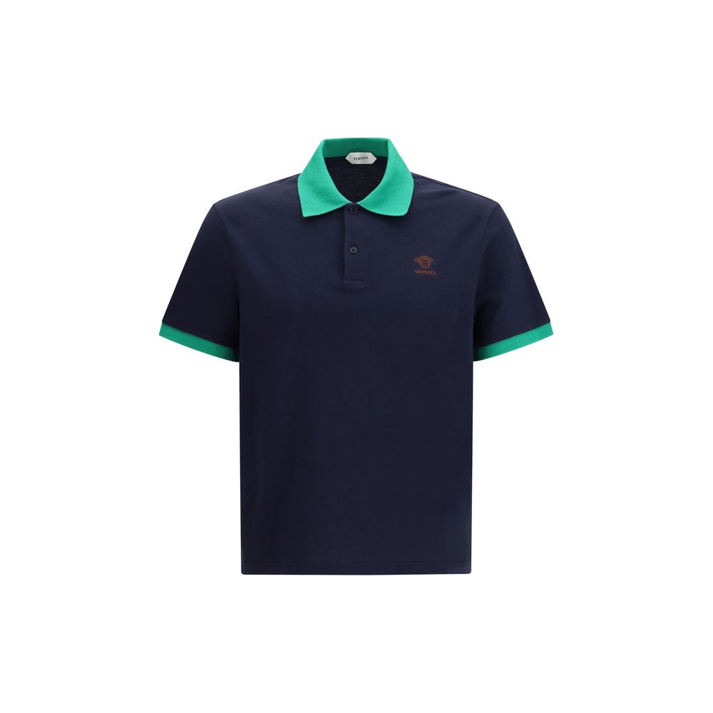 Camisa polo Versace azul de algodón