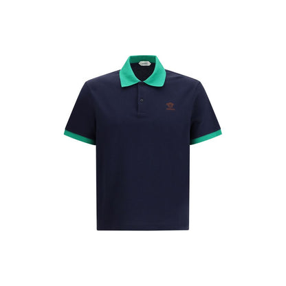 Camisa polo Versace azul de algodón