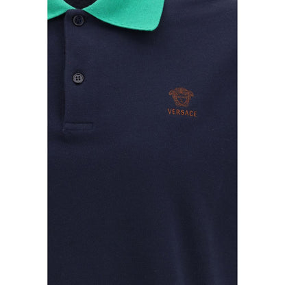 Camisa polo Versace azul de algodón