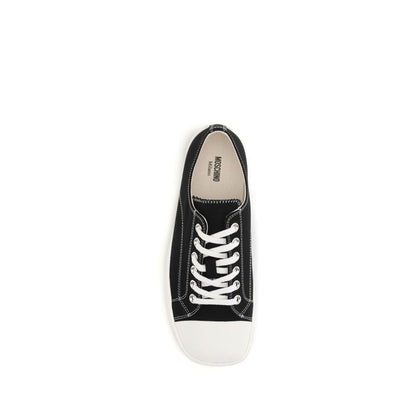 Baskets basses Moschino en coton noir à lacets
