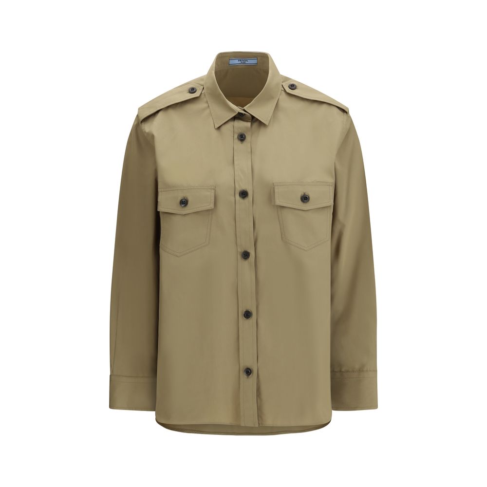 Camisa Oversize Algodón Prada Beige Primavera Verano 2026