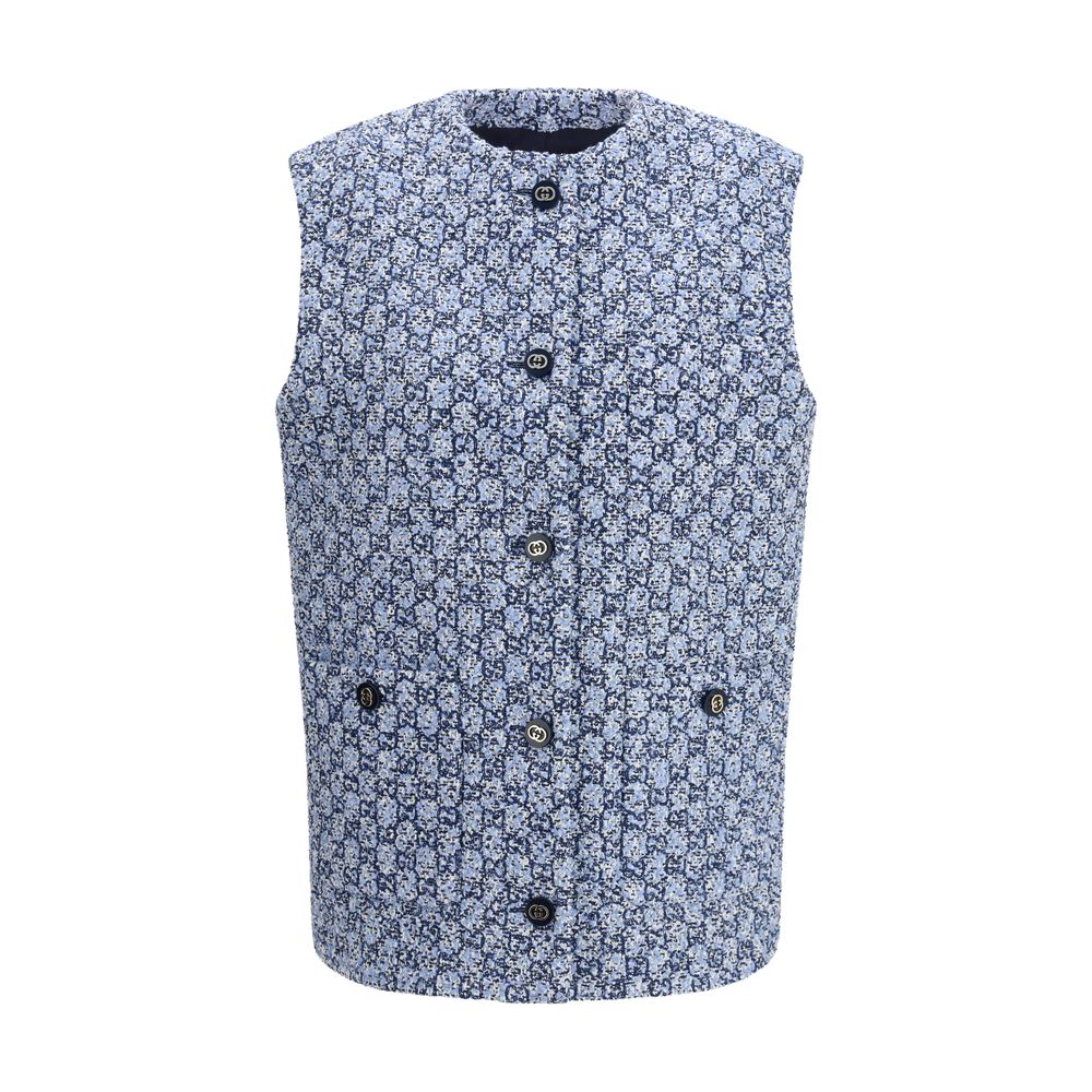 Chaqueta sin mangas de algodón azul Gucci