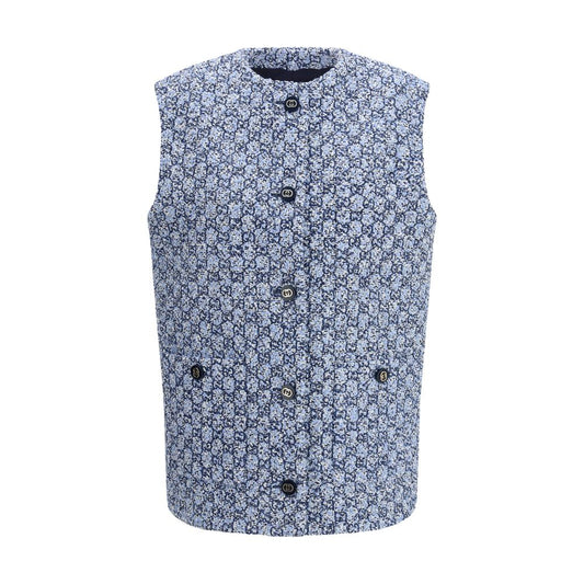 Chaqueta sin mangas de algodón azul Gucci