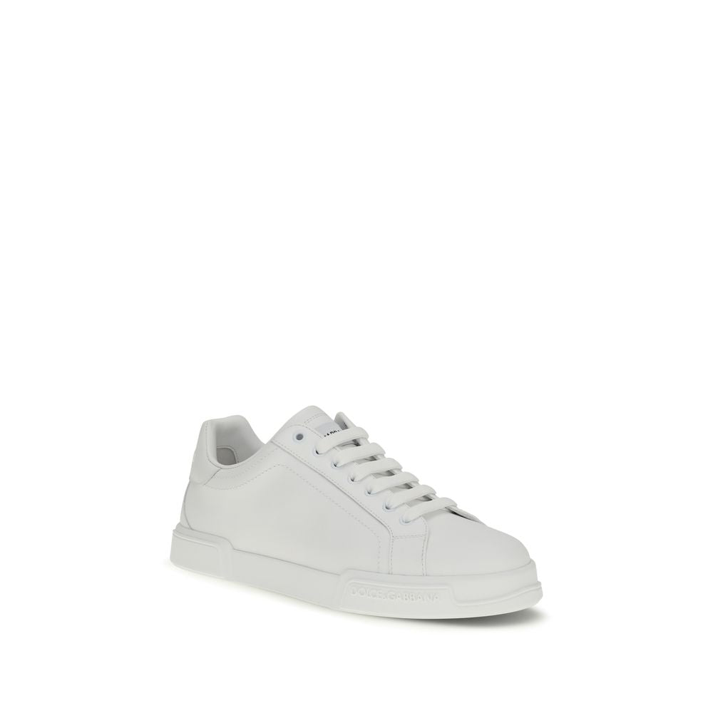 Dolce & Gabbana White Calfskin Low-Top Sneakers Bos Taurus