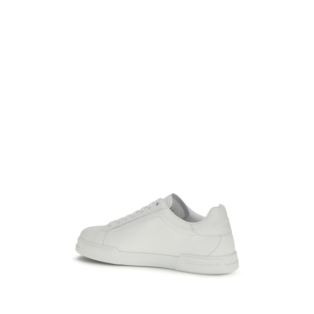Dolce & Gabbana White Calfskin Low-Top Sneakers Bos Taurus