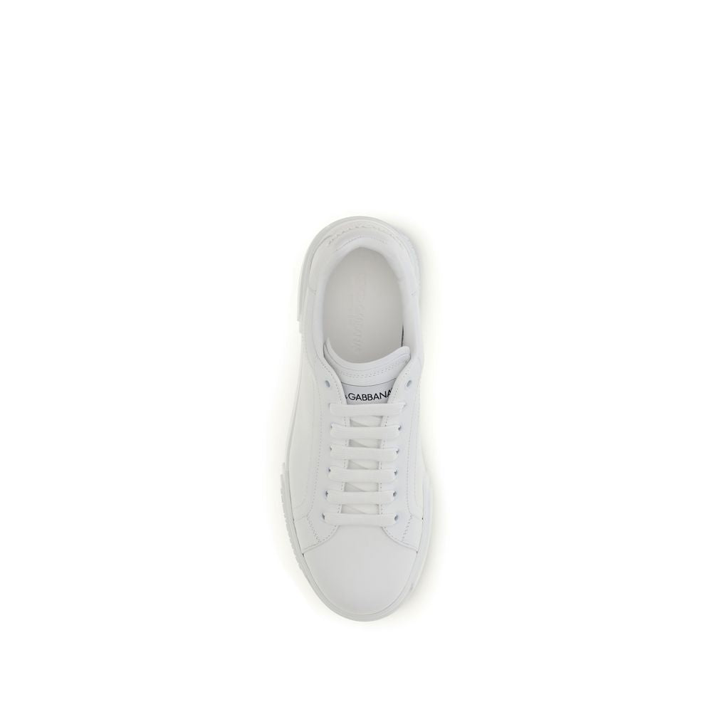 Dolce & Gabbana White Calfskin Low-Top Sneakers Bos Taurus