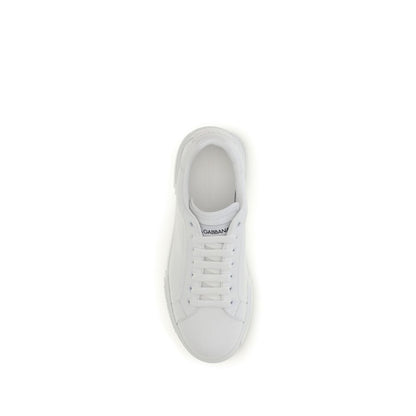 Dolce & Gabbana White Calfskin Low-Top Sneakers Bos Taurus