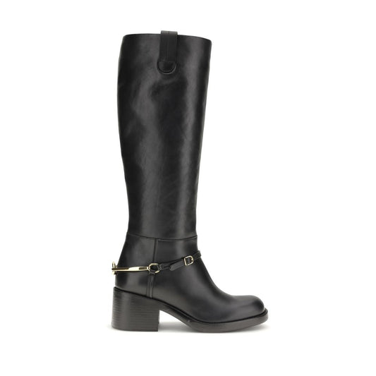Botines Chloé de piel de becerro negra Bos Taurus con cordones