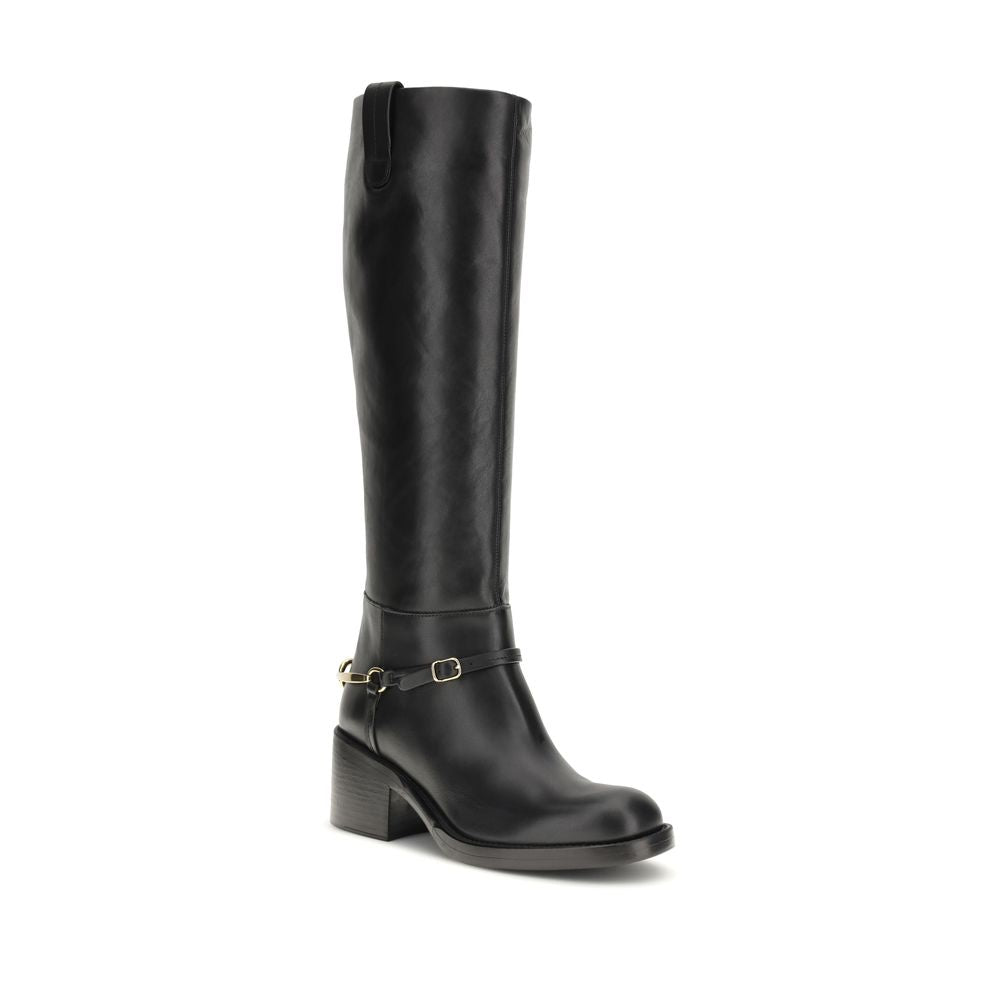 Botines Chloé de piel de becerro negra Bos Taurus con cordones