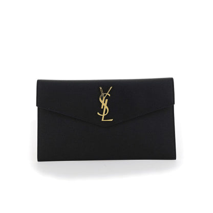 Cartera De Cuero De VacunoSaint Laurent Bos Taurus Negra