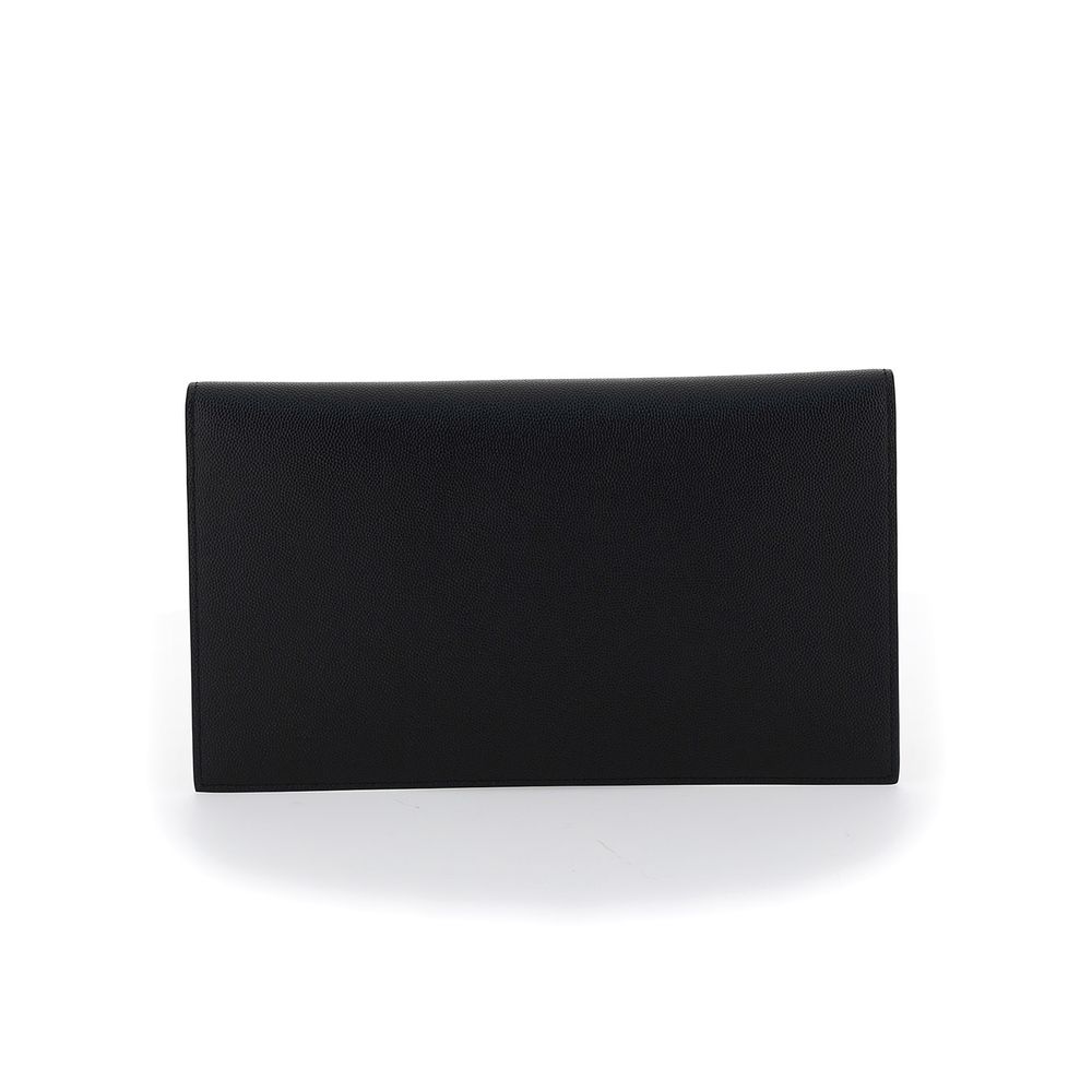 Cartera De Cuero De VacunoSaint Laurent Bos Taurus Negra