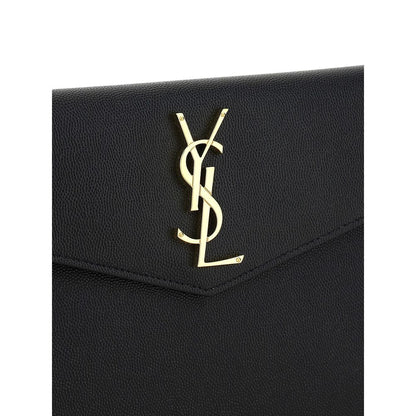 Cartera De Cuero De VacunoSaint Laurent Bos Taurus Negra