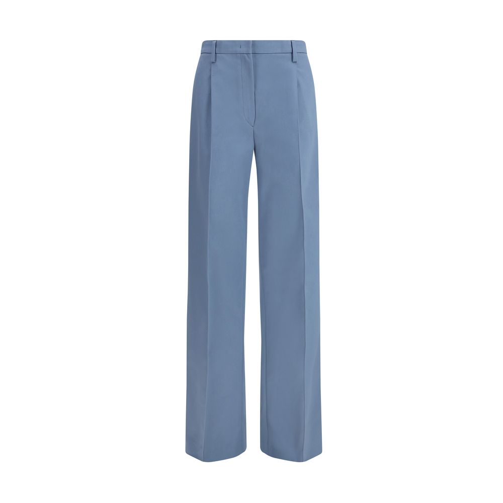 Pantalon Chino Ajusté En Coton Bleu Prada