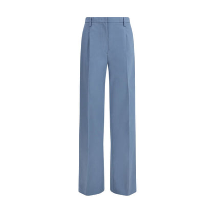 Pantalon Chino Ajusté En Coton Bleu Prada