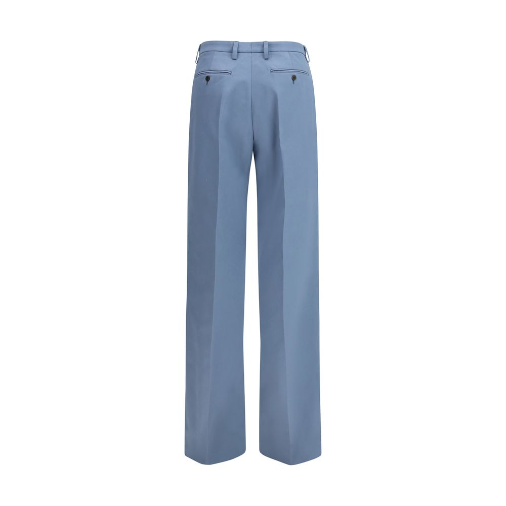 Pantalon Chino Ajusté En Coton Bleu Prada
