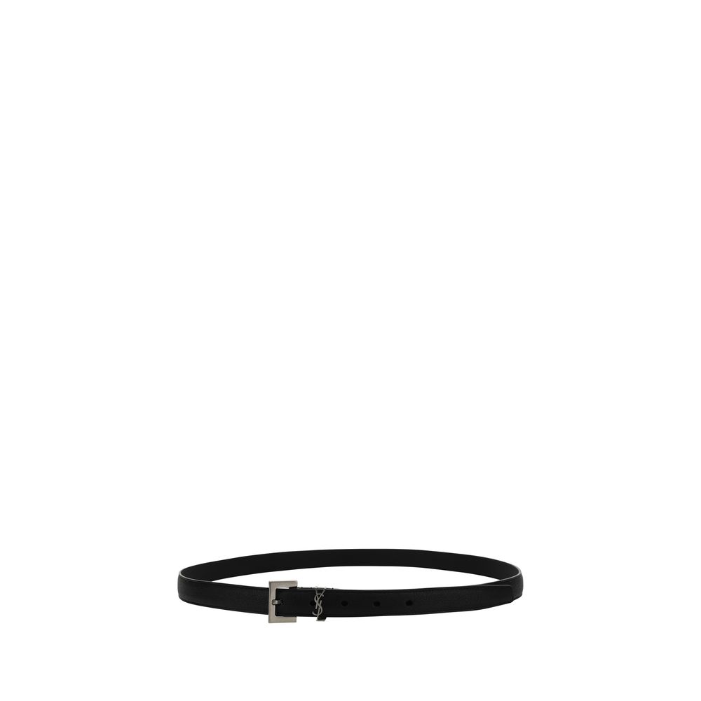 Ceinture fine Saint Laurent noire en cuir d'agneau Ovis Aries