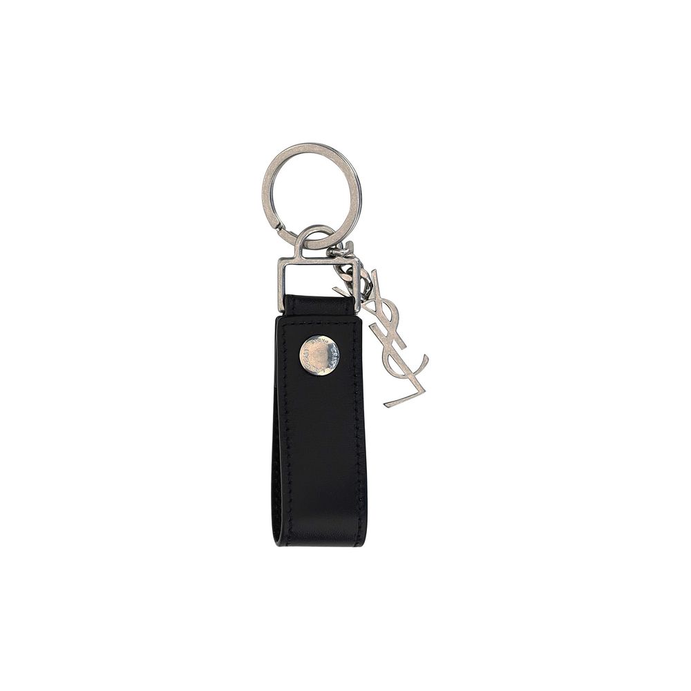 Llavero Saint Laurent de piel de becerro negra Bos Taurus