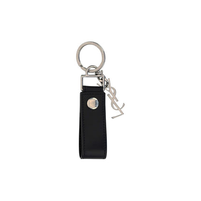 Llavero Saint Laurent de piel de becerro negra Bos Taurus