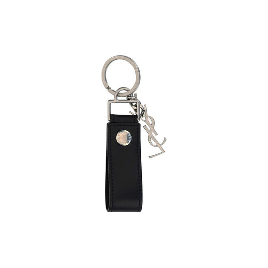 Llavero Saint Laurent de piel de becerro negra Bos Taurus