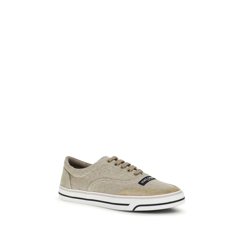Baskets basses en lin beige Dolce & Gabbana