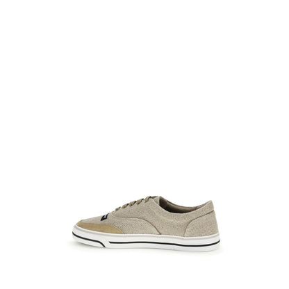 Baskets basses en lin beige Dolce & Gabbana