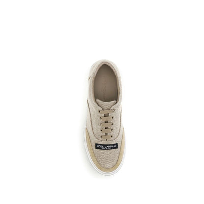 Baskets basses en lin beige Dolce & Gabbana