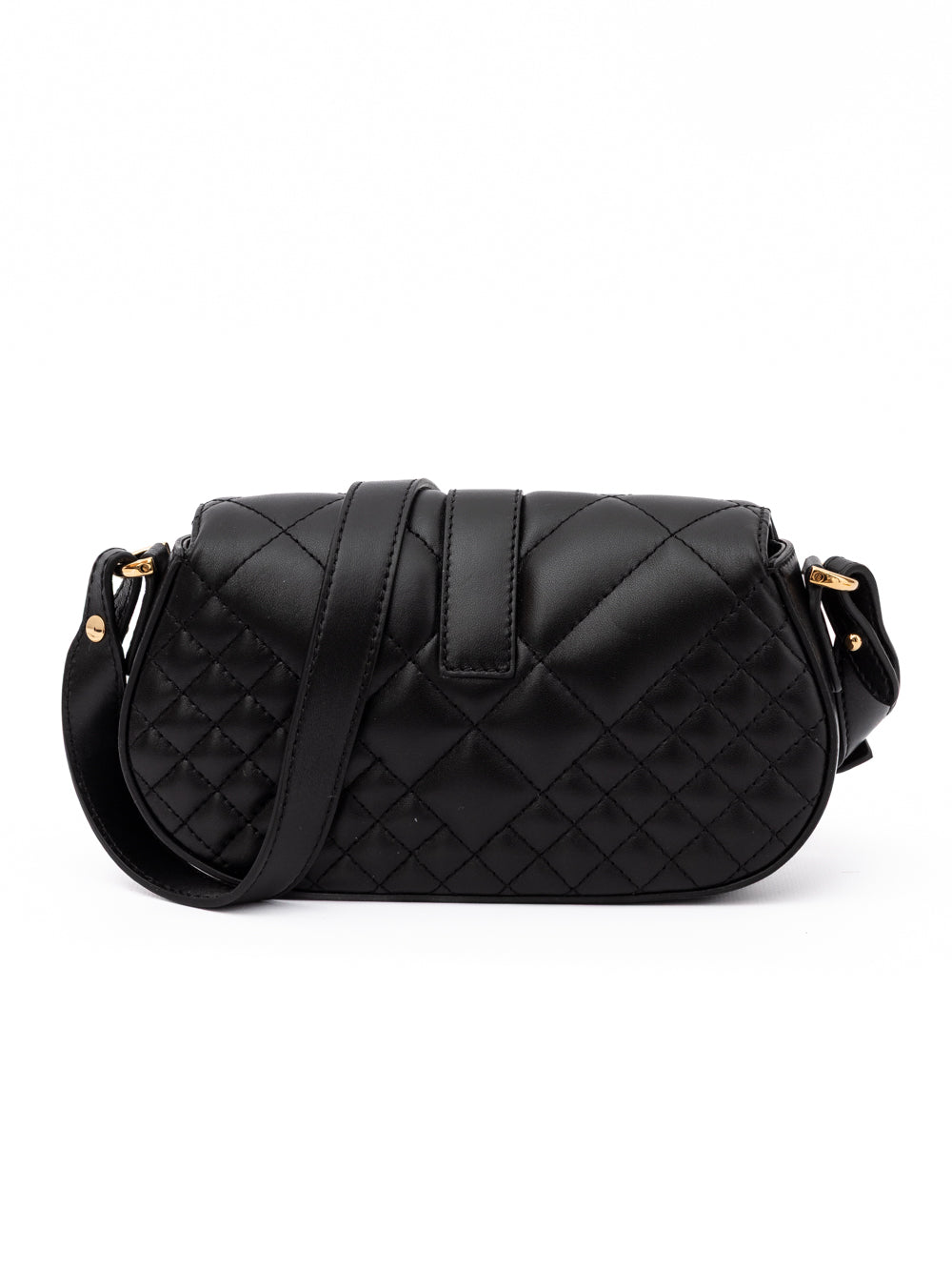Bolso con correa de hombro acolchada de cuero negro Versace