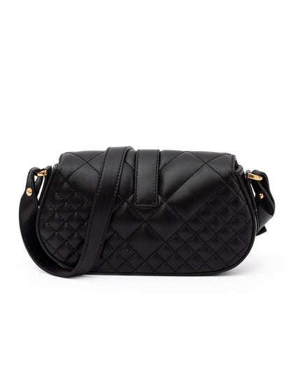 Bolso con correa de hombro acolchada de cuero negro Versace