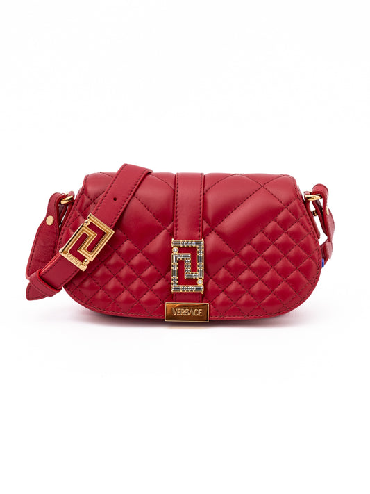 Bolso de Hombro Versace Acolchado de Piel Roja