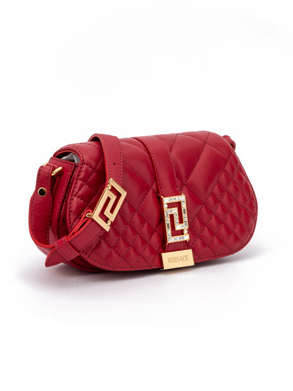 Bolso de Hombro Versace Acolchado de Piel Roja