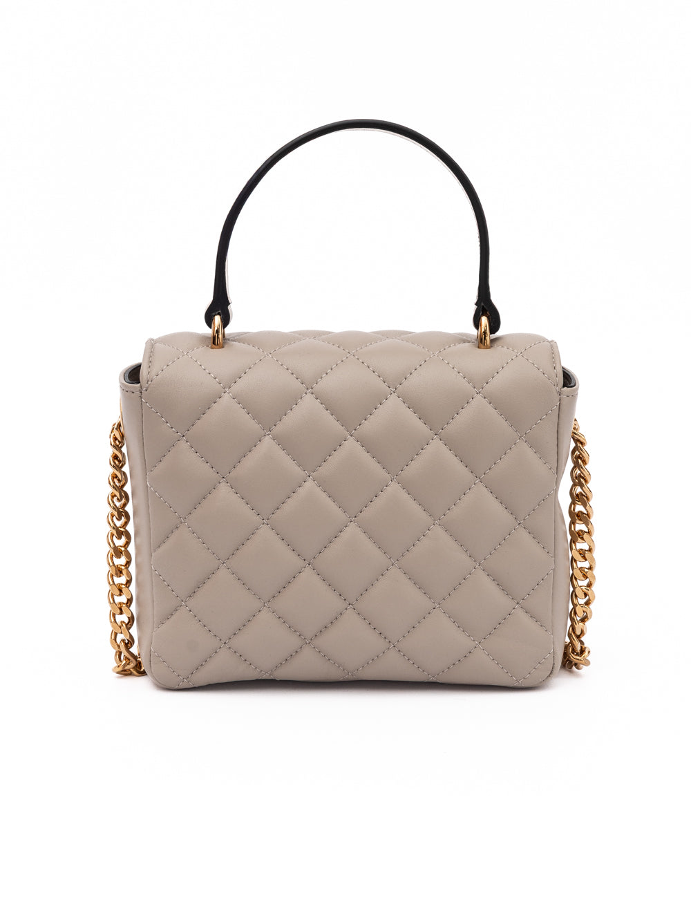 Sac à main matelassé en cuir taupe Versace