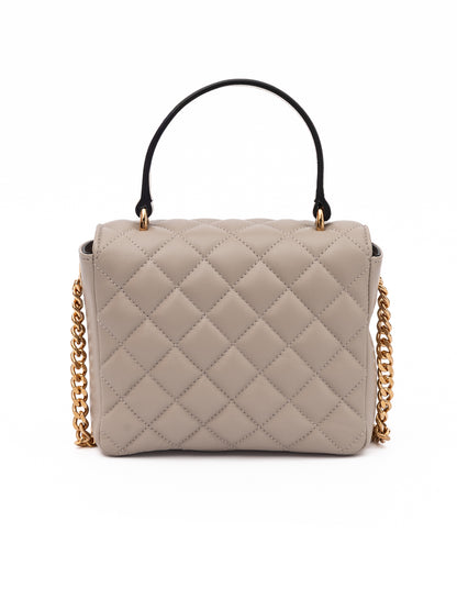 Sac à main matelassé en cuir taupe Versace