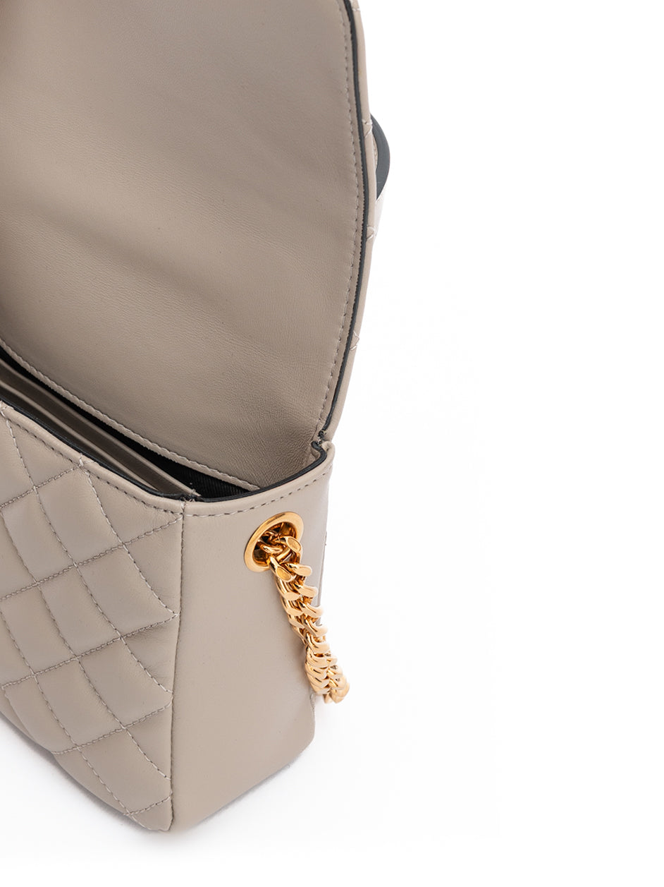 Sac à main matelassé en cuir taupe Versace