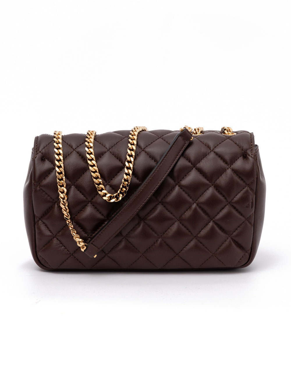 Bolso bandolera Versace de cuero acolchado marrón