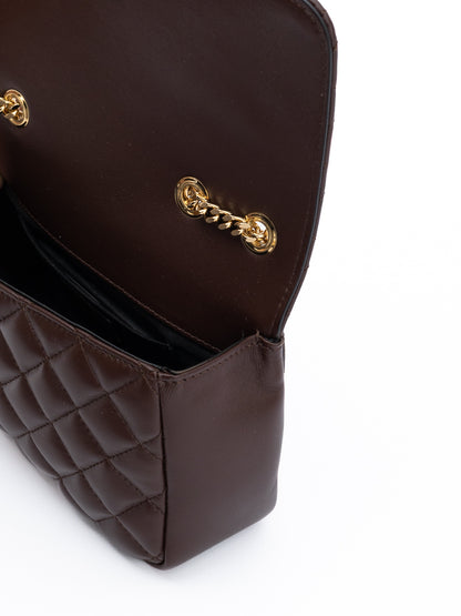 Bolso bandolera Versace de cuero acolchado marrón