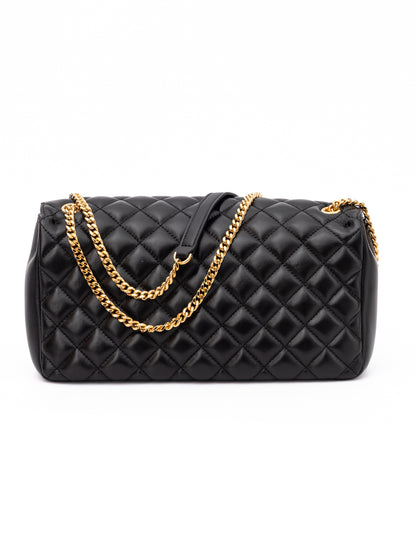 Bolso de hombro Versace de cuero acolchado negro