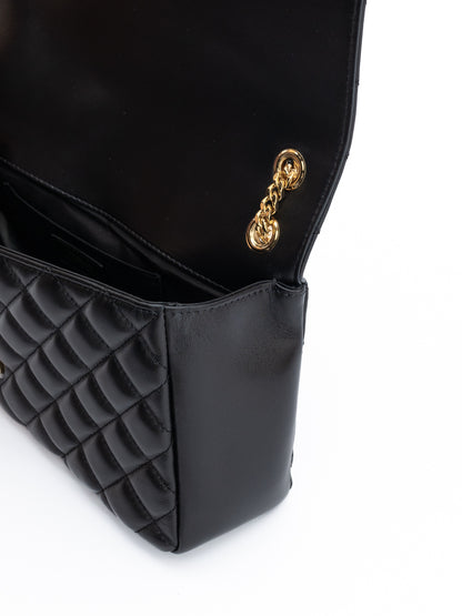 Bolso de hombro Versace de cuero acolchado negro