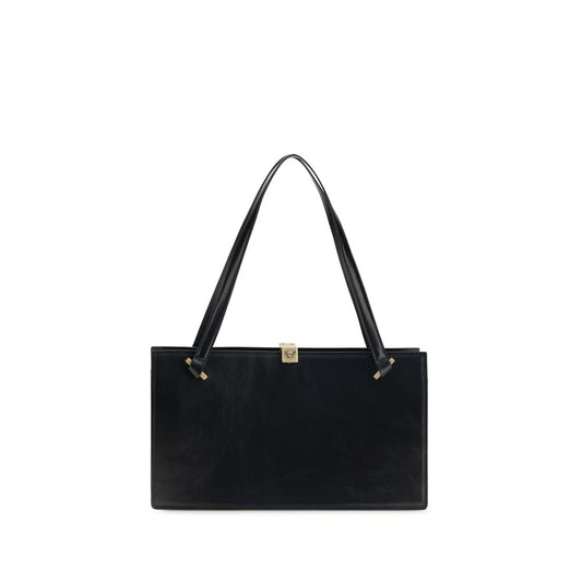 Bolso de hombro Versace de piel de ternera negra
