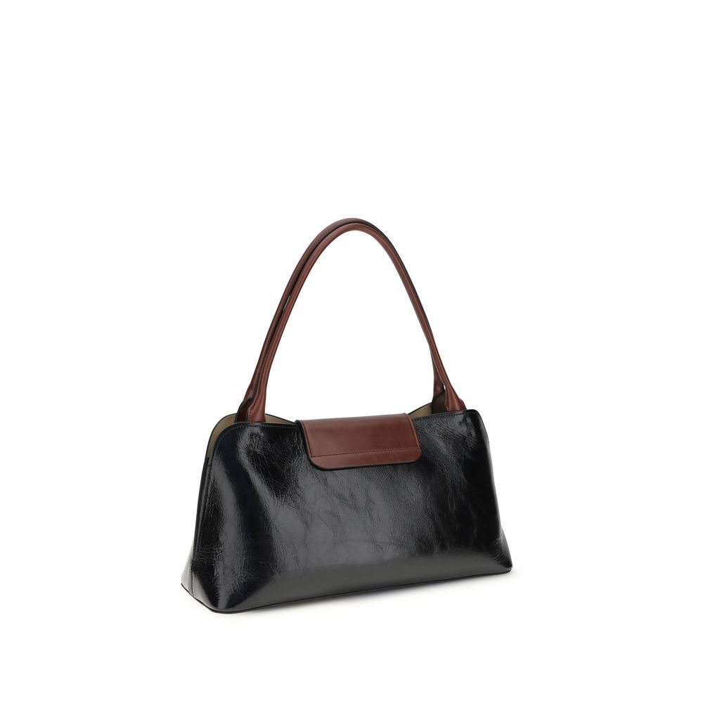 Bolso de hombro Versace de piel de ternera negra