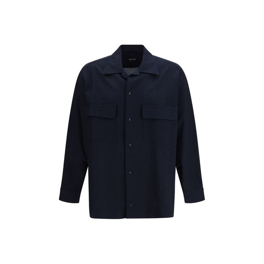 Camisa de algodón azul Giorgio Armani