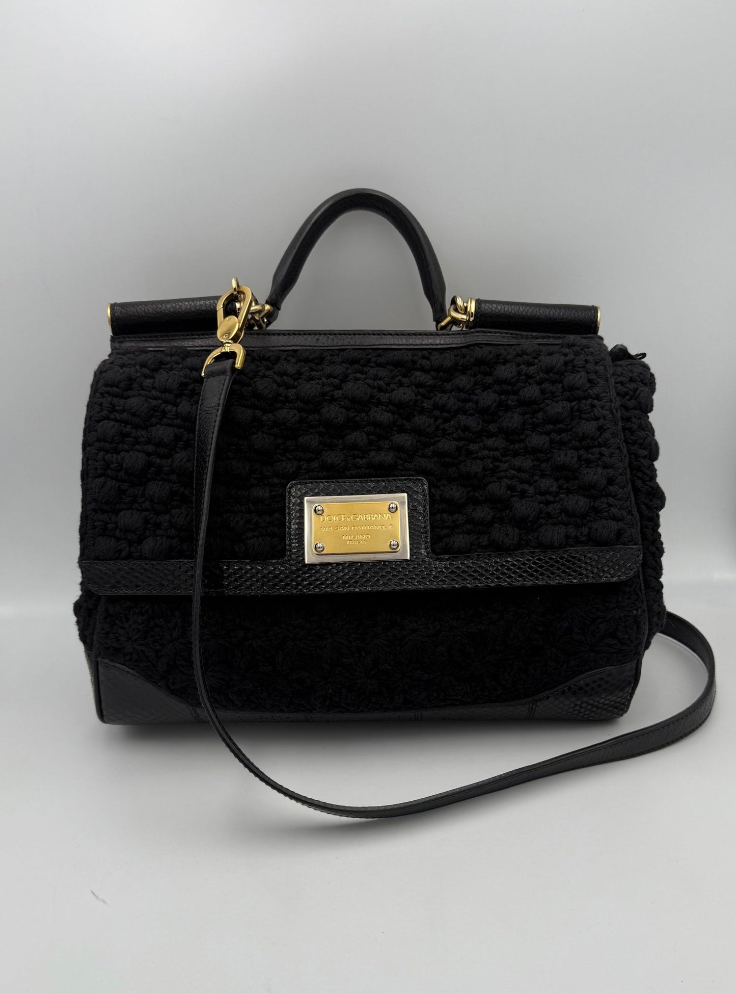 Dolce & Gabbana Bolso De Mano Pitón Y Macramé Sicily