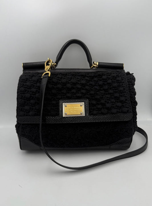 Dolce & Gabbana Bolso De Mano Pitón Y Macramé Sicily