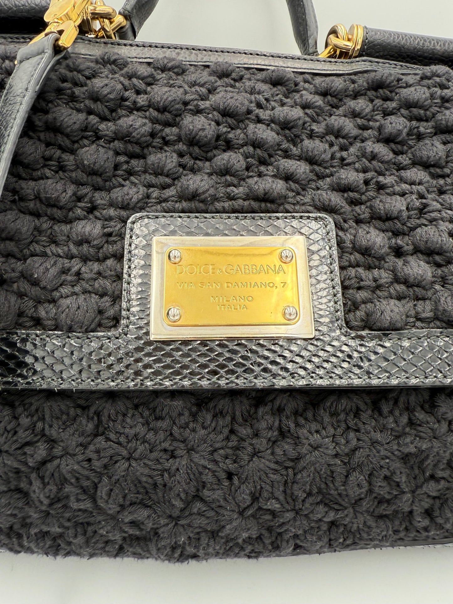Dolce & Gabbana Bolso De Mano Pitón Y Macramé Sicily