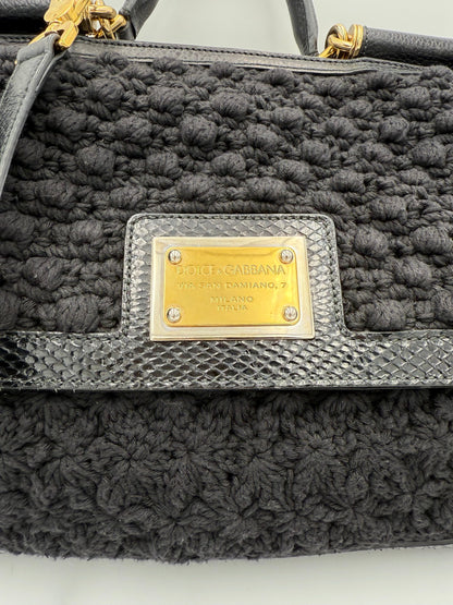 Dolce & Gabbana Bolso De Mano Pitón Y Macramé Sicily